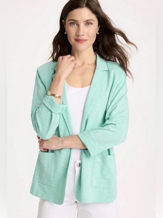 Chico's Jackets & Blazers - Chico’s Light Knit Open-Front Blazer Jacket Chico’s 2 Size L 12/14 Mint Green